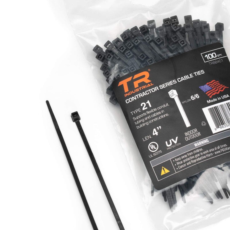 TR Industrial Contractor Series UV Cable Ties (100-Piece), 4", Type 21, Made in USA - Image 1
